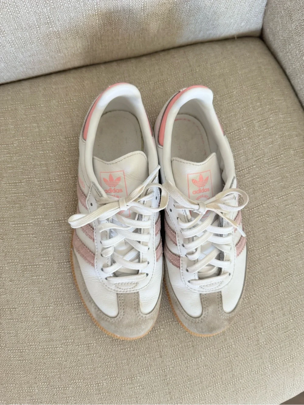 adidas Kids Sneakers in White and Pink with Gum Sole size 3